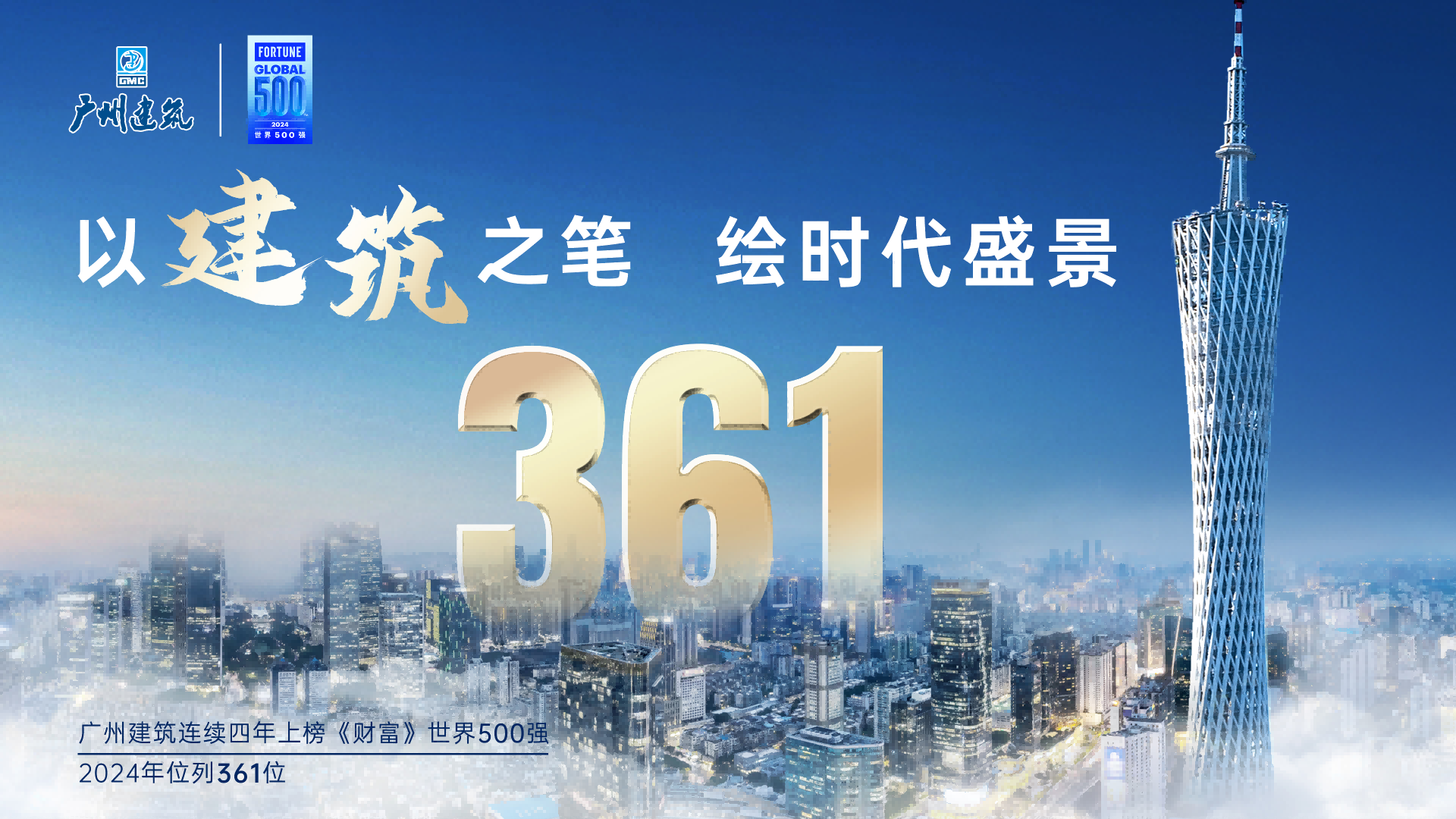 连续四年入围榜单，较去年跃升19位， 广州建筑位列世界500强第361位